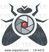 Vector Clip Art of Retro House Fly with a Camera Lens Body by Patrimonio