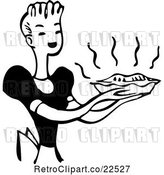 Vector Clip Art of Retro Housewife Carrying a Fresh Pie by BestVector