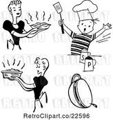 Vector Clip Art of Retro Housewifes and Boy Cooking by BestVector
