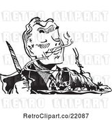 Vector Clip Art of Retro Hungry Guy Smelling a Roast by BestVector