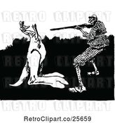 Vector Clip Art of Retro Hunter and Kangaroo by Prawny Vintage