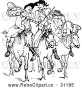 Vector Clip Art of Retro Huntsmen on Horseback by Prawny Vintage
