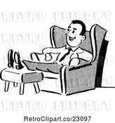 Vector Clip Art of Retro Husband or Father Relaxing in a Chair by Prawny Vintage