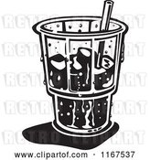 Vector Clip Art of Retro Ice Cold Glass with a Straw and Ice by Andy Nortnik