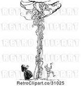 Vector Clip Art of Retro Jack Chopping down the Beanstalk As the Giant Descends by Prawny Vintage