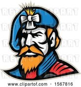 Vector Clip Art of Retro Jacobite Highlander Mascot Wearing a Beret by Patrimonio