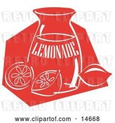 Vector Clip Art of Retro Jar of Lemonade and a Sliced and Whole Lemon Resting on the Counter Clipart Illustration by Andy Nortnik