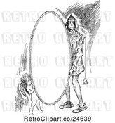 Vector Clip Art of Retro Jester and Cupid Oval Frame by Prawny Vintage