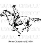 Vector Clip Art of Retro Jockey on a Galloping Horse 3 by Prawny Vintage