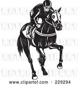 Vector Clip Art of Retro Jockey on a Horse by Patrimonio