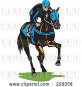 Vector Clip Art of Retro Jockey on a Horse by Patrimonio
