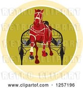 Vector Clip Art of Retro Jockey Racing a Horse Cart in a Circle by Patrimonio