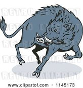 Vector Clip Art of Retro Jumping Wild Boar by Patrimonio
