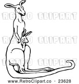 Vector Clip Art of Retro Kangaroo and Joey by Prawny Vintage