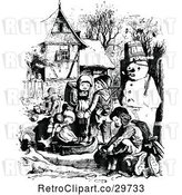Vector Clip Art of Retro KChildren Playing Outdoors in Winter by Prawny Vintage