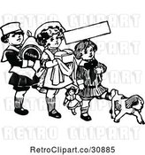 Vector Clip Art of Retro KChildren with Flour Bread and a Dog by Prawny Vintage