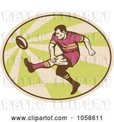 Vector Clip Art of Retro Kicking Rugby Player Logo by Patrimonio