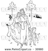 Vector Clip Art of Retro King and Queen with a Son by Prawny Vintage