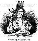 Vector Clip Art of Retro King Eating Supper by Prawny Vintage