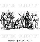 Vector Clip Art of Retro King Knighting a Guy by Prawny Vintage