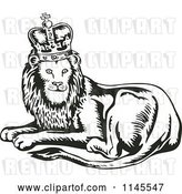 Vector Clip Art of Retro King Lion by Patrimonio