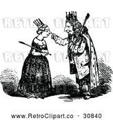 Vector Clip Art of Retro King Touching a Queens Nose by Prawny Vintage