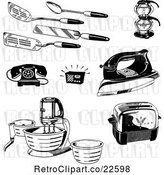 Vector Clip Art of Retro Kitchen Utensils Appliances and Household Items by BestVector
