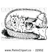 Vector Clip Art of Retro Kittens in a Basket by Prawny Vintage