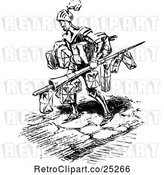 Vector Clip Art of Retro Knight Carrying Christmas Presents by Prawny Vintage