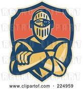 Vector Clip Art of Retro Knight with Crossed Arms and a Shield Logo by Patrimonio