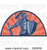 Vector Clip Art of Retro Knight with Shield and Sword Logo by Patrimonio