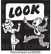 Vector Clip Art of Retro Lady and Guy on a Look Advertisement by BestVector