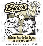 Vector Clip Art of Retro Lady and Guy with Beer, Beer, Helping People Get Lucky for over 300 Years by Andy Nortnik