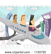 Vector Clip Art of Retro Lady and Men Flying on an Airplane by BNP Design Studio