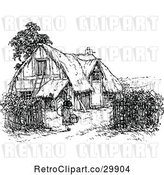 Vector Clip Art of Retro Lady and Thatched Cottage by Prawny Vintage