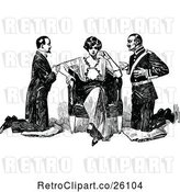 Vector Clip Art of Retro Lady and Two Suitors by Prawny Vintage