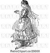 Vector Clip Art of Retro Lady at Stairs by Prawny Vintage
