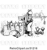 Vector Clip Art of Retro Lady Butchering Chickens 3 by Prawny Vintage