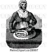 Vector Clip Art of Retro Lady Carving Meat by Prawny Vintage