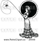 Vector Clip Art of Retro Lady Catching a Man on a Fishing Pole by Prawny Vintage