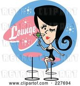 Vector Clip Art of Retro Lady Drinking a Cocktail in a Lounge by Andy Nortnik