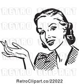 Vector Clip Art of Retro Lady Gesturing and Smiling by BestVector