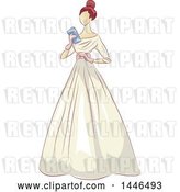 Vector Clip Art of Retro Lady Holding a Clutch and Wearing a Beautiful Gown by BNP Design Studio