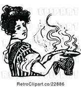 Vector Clip Art of Retro Lady Holding a Hot Pie by Prawny Vintage