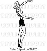 Vector Clip Art of Retro Lady Holding out Her Arms by Prawny Vintage