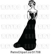 Vector Clip Art of Retro Lady in a Beautiful Dress by Prawny Vintage