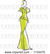 Vector Clip Art of Retro Lady in a Gorgeous Green Gown by Vector Tradition SM