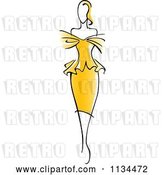 Vector Clip Art of Retro Lady in a Gorgeous Yellow Dress by Vector Tradition SM