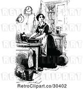 Vector Clip Art of Retro Lady in a Kitchen by Prawny Vintage