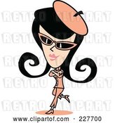 Vector Clip Art of Retro Lady in a Salmon Pink Hat, Shades and Suit, Leaning with One Leg Back and Her Arms Crossed by Andy Nortnik